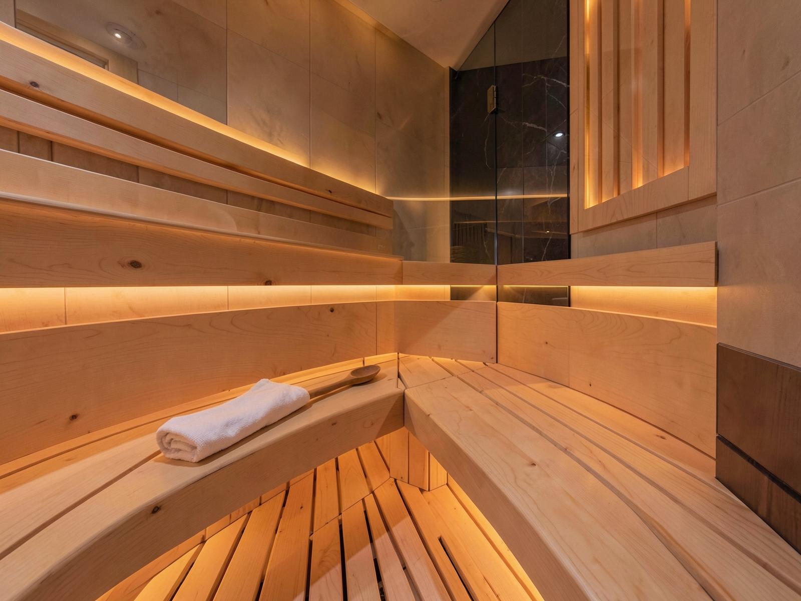 Warm timber sauna integrated into a modern home